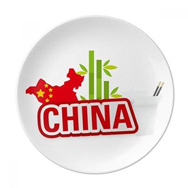 Imagem de China Mapa Bambu Vermelho China Town, Prato de Sobremesa Decorativo Porcelana 20,32 cm Jantar Casa