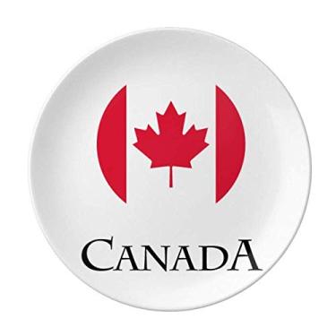 Imagem de Prato de porcelana decorativa de salver folha de bordo da América do Norte do Canadá Prato de jantar