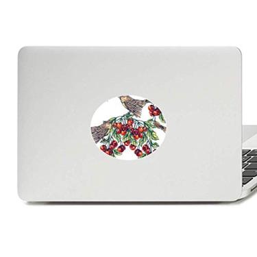 Imagem de Adesivo de notebook com emblema de planta de pássaro fruta comer verde vinil