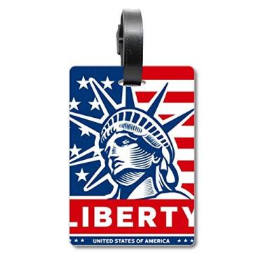 Imagem de Bandeira dos EUA com estampa de estátua de liberdade para mala, etiqueta para cartão de bagagem