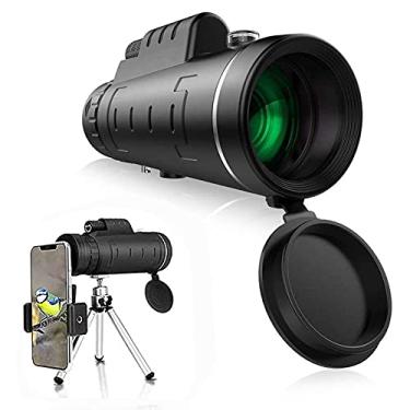 Imagem de Telescópio monocular 40X60 Monóculos HD de alta potência com suporte para smartphone e tripé à prova d'água para observação de pássaros.