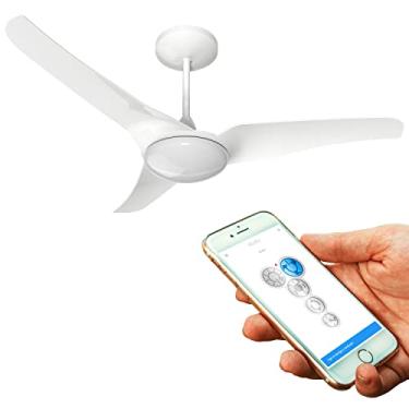 Imagem de ALISEU VENTILADOR DE TETO SLIM BRANCO COM APP BLUETOOTH CONTROLE REMOTO E CONTROLE DE PAREDE 127V