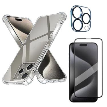 Imagem de Kit Capa Capinha + Película de Cerâmica Premium 9D + Película de Câmera Para iPhone 15, 15 Plus, 15 Pro, 15 Pro Max - (Hard Glass Store) (iPhone 15 (6.1))