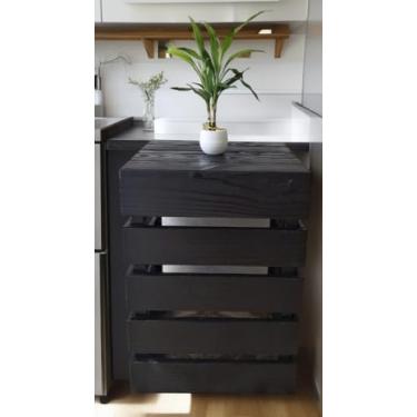 Imagem de Capa para botijão a gás de madeira maciça 45x45x60 Cor: Preto