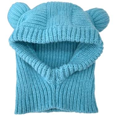 Imagem de lanema Ano Novo Natal Cosplay Urso Orelha Balaclava Chapéu para Mulheres Homens Mantém o Pescoço Quente Chapéu Frio Esqui Caminhada Suprimentos, Azul, type4