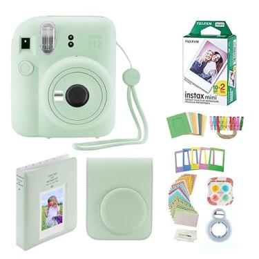 Imagem de Fujifilm Câmera Instantânea Instax Mini 12 com Capa, 20 Filmes Fuji, Adesivos Decorativos, Molduras, Álbum de Fotos e Mais Kit de Acessórios (Verde Menta)