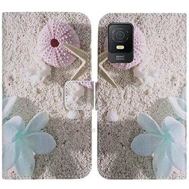Imagem de TienJueShi Sea Star Fashion Stand TPU Silicone Book Stand Flip PU Leather Protector Phone Case para TCL 40 NxtPaper 5G 6,6 polegadas Capa Carteira Etui