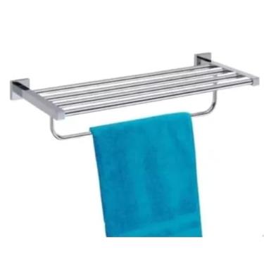 Imagem de Porta Toalha Linear Estilo Hotel Com Barra Dupla Fixação