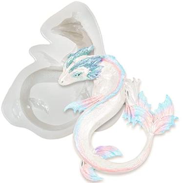 Imagem de FUNSHOWCASE Molde de silicone de resina epóxi Sea Serpent para decoração de bolos de fondant, concreto, cimento e argila de polímero, cerca de 10 cm grande