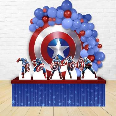 Imagem de Kit Decoração Painel Redondo Festa de Aniversário Infantil Capitão América