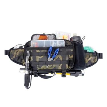 Imagem de Shakven Pacote de cintura para pesca com mosca, Pacote de quadril para pesca com mosca, Estilingue de pesca à prova d'água com bolso de malha, Bolsa de cintura para pesca com alça ajustável para