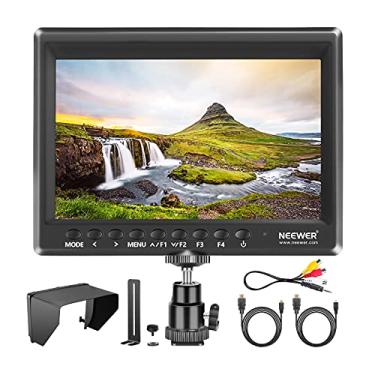 Imagem de Neewer Monitor de campo de câmera F100 de 7 polegadas HD Video Assist IPS 1280 x 800 entrada HDMI 1080p com para-sol e cabeça esférica para câmeras DSLR, estabilizador portátil, equipamento de