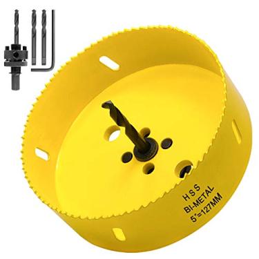 Imagem de Serra furo de 12,7 cm Acekit com 7/16 Arbor HSS Bi-Metal Orifício Lâmina de serra Strenthen Brocas e inclinação de dentes variável para madeira, teto, placa de plástico, tubulação, compensado e folha de metal macio (127 mm)