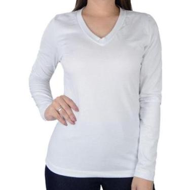 Imagem de Camiseta Feminina Averzzy ML Gola V Banca - 6045-Feminino