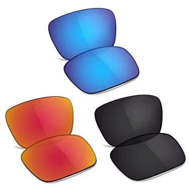 Imagem de TRUSHELL Lentes de reposição polarizadas para óculos de sol Oakley TwoFace OO9189 - azul oceano + preto + vermelho fogo