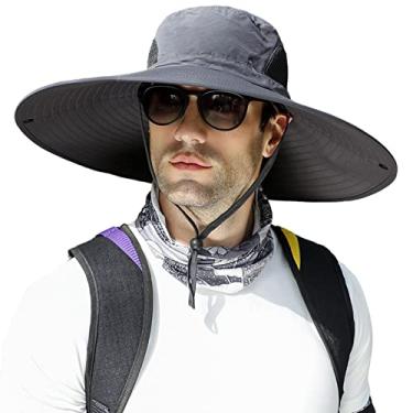 Imagem de Chapéu de pesca Peicees de aba super larga à prova d'água chapéu de caubói Safari, Style3-dark Gray, One Size