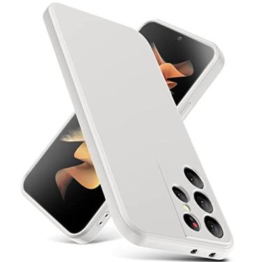 Imagem de YSLBWLE Capa para Samsung Galaxy S21 Ultra, capa fina de silicone líquido, à prova de choque, capa de telefone fina para Samsung Galaxy S21 Ultra, capa protetora de câmera de corpo inteiro - bege