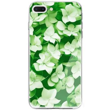 Imagem de Berkin Arts Capa compatível com iPhone 8 Plus/iPhone 7 Plus Capa TPU transparente flor verde design floral elegante camadas verdes