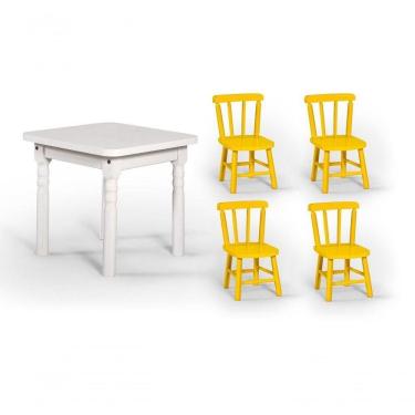 Imagem de Conjunto Mesinha Infantil Branca Com 4 Cadeiras Kids Amarela