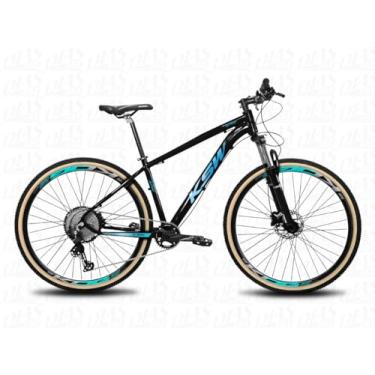 Imagem de bicicleta Aro 29 KSW XLT 100 em Aluminio 1x12v Pedivela Single coroa Unica Catraca Cassete 11/50 Dentes Freio a Disco Suspensão,21,Preto Azul