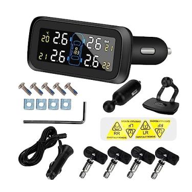 Imagem de Sistemas de alarme de segurança tpms automáticos, sem fio, display lcd digital, sistema de monitoramento de pressão dos pneus, tipo isqueiro(Internal Sensor)