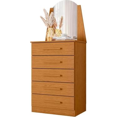 Imagem de Cômoda Veneza 5 Gavetas com Espelho Albatroz Cor Cinamomo