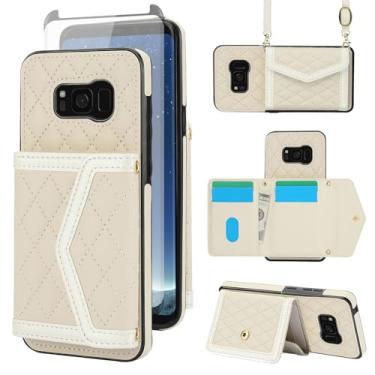 Imagem de Asuwish Capa de celular para Samsung Galaxy S8 Plus carteira com protetor de tela de vidro temperado com bloqueio de RFID, alça transversal S8plus S 8 8plus 8S Edge S8+ SM-G955U mulheres homens off