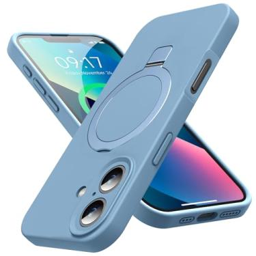 Imagem de KMAMBAG Capa Mag-Ring projetada para iPhone 16, silicone líquido [fator hidratante], capa de celular extremamente macia e fina com suporte [compatível com MagSafe] para homens e mulheres de 16 e 6,1