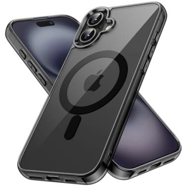 Imagem de JETech Capa Magnética para iPhone 16 Plus 6,7 Polegadas Compatível com MagSafe, Case Protetora de Telefone à Prova de Choque, Capinha Parte Traseira Transparente Anti-Riscos (Preto)