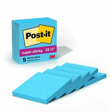 Imagem de Notas super adesivas Post-it, 7,62 x 7,62 cm, folhas soltas, Bright Blue, 5 Pads