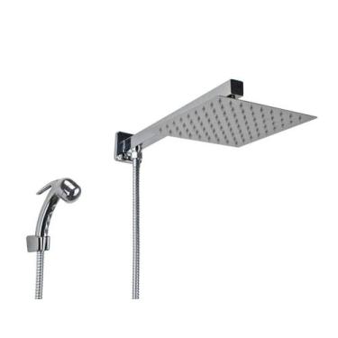 Imagem de Ducha Inox 304 20x20 cm c/ Desviador e Ducha Manual em ABS com Trava -