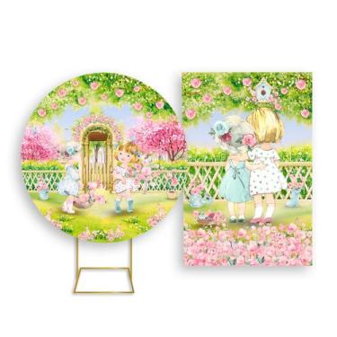 Imagem de Painel De Festa Redondo 1,50x1,50 + Painel Vertical 1,50x2,20 - Jardim