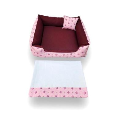 Imagem de cama P 50x50cm caminha cachorro ou gato até 5kg+ tapetinho higiênico l