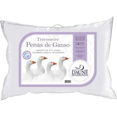 Imagem de Travesseiro 100% Penas De Ganso Branco Cm Daune 65x45x14cm