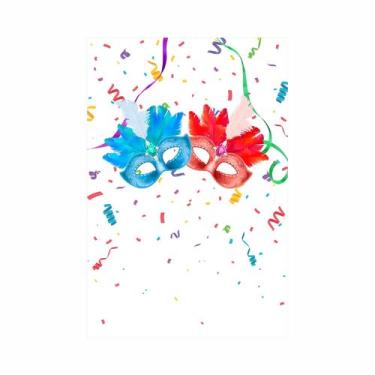 Imagem de Painel Festa Carnaval Vertical em Tecido Casadinho Máscara e Confete -