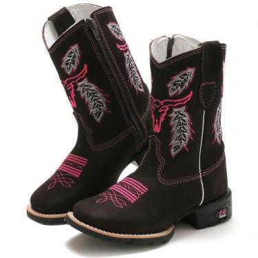 Imagem de Bota Infantil Feminina RR Botas Texana Country em Couro Com Bordado Bi