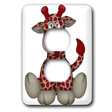 Imagem de 3dRose Capa para interruptor de luz lsp_327346_6, linda ilustração de girafa sentada gordinha vermelha e cinza