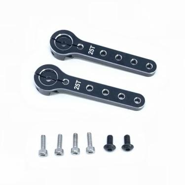 Imagem de KingVal 2PCS Replacement Aluminum Alloy 25T Steering Servo Arm Extension Servo Horn for RC Car Boat Airplane (Black)