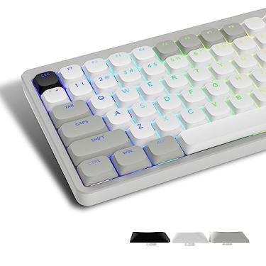 Imagem de XVX Teclas de baixo perfil – Teclas de teclado personalizadas, teclas 60% teclas PBT Double Shot, teclas de tamanho completo para 60% 65% 75% 80% 100% Cherry Gateron MX Switches teclado mecânico, cinza/branco