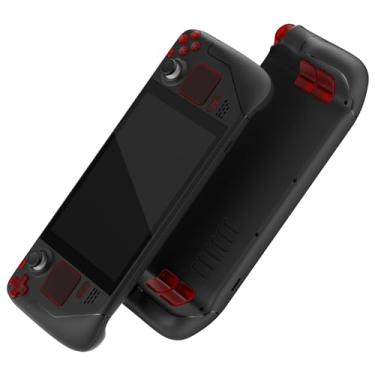 Imagem de eXtremeRate Conjunto completo de botões de substituição vermelhos transparentes para Steam Deck, faça-você-mesmo ABXY D-pad Trackpad Para-choques Botões de Acionamento Ferramentas de Chave de Fenda