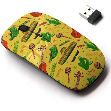 Imagem de Mouse sem fio de 2,4 G com design de padrão fofo para todos os laptops e desktops com nano receptor - Fiesta Party Mexican