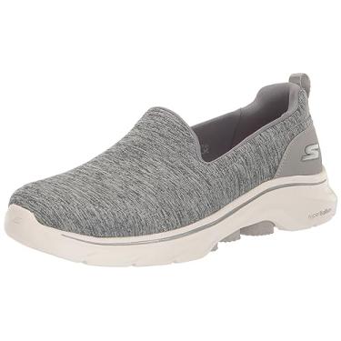 Imagem de Skechers Go Walk 7 Meadow Tênis feminino casual sem cadarço, Cinza, 43