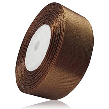 Imagem de Fita de 2,5 cm Tawny para artesanato fita de presente de cetim sólido rolo de fita 2,5 cm x 25 jardas