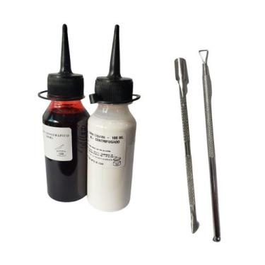 Imagem de Kit maquiagem artística sangue falso+ latex + espatulas - Lynx Produçõ