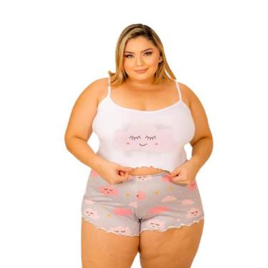 Imagem de Pijama Feminino Stitch Plus Size Curto Baby Doll Short Doll - Aunika M