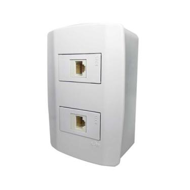 Imagem de KIT - Caixa de Sobrepor 4x2 + Espelho com 2 Saídas RJ45 Separadas Hori