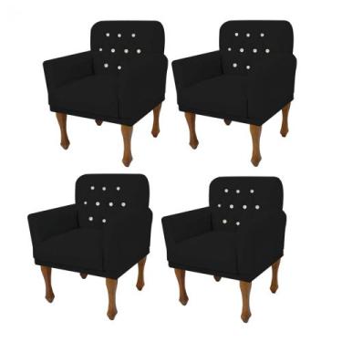 Imagem de Kit 04 Poltrona Cadeira Decorativa  Mona com Strass Sala de Estar Rece