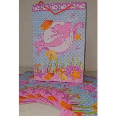 Imagem de 10 Sacolas Temáticas Lembrancinha Festa Sereia. - Sacola Papelão