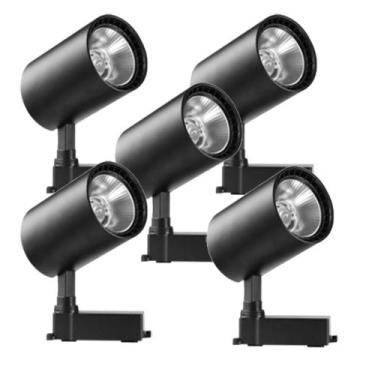 Imagem de Kit 5 Luminária Preto Trilho Spot Led 24W 3500K Branco Quente - AP