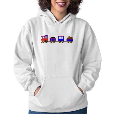 Imagem de Moletom Feminino Trenzinho Azul - Foca na Moda, Branco, GG